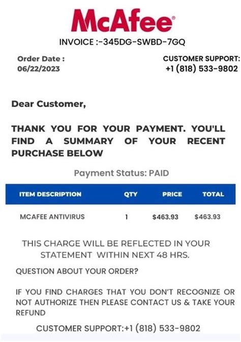 mcafee invoice|McAfee Customer Scam Awareness .